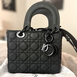 100% Authentic Christian Dior Lady Dior Small Ultra-matte Black Handbag